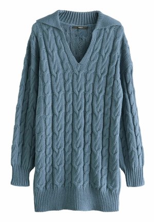Stickad klänning - blue chambray