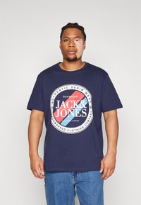 Jack & Jones JJLOYD LOOF TEE CREW NECK 2 PACK - Camiseta estampada - black/navy