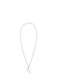 Zilveren ketting met een minimalistisch kruispendant met een lusontwerp. Eenvoudig, strak en geschikt voor verschillende gelegenheden.