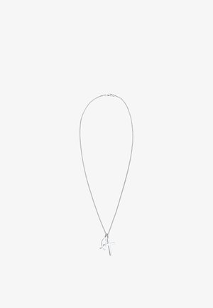 Collier en chaîne argentée avec un pendentif croix minimaliste au design en boucle. Simple, élégant et adapté à diverses occasions.