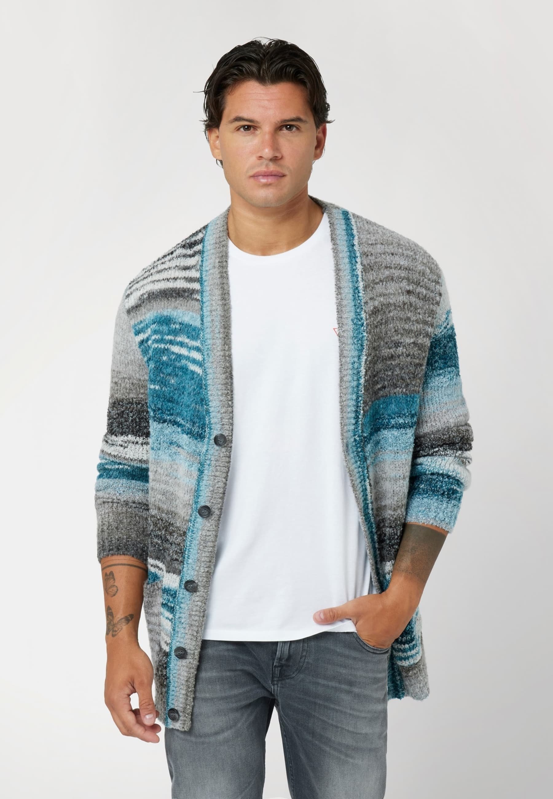 Gilet Guess Jeans Garçon – Gris Bleu – Taille 14 Ans – 100% Coton