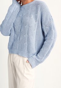 comma Strickpullover - mottled light blue