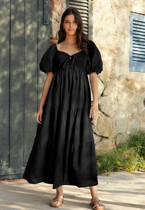 PUFF SLEEVE HALTER NECK REGULAR FIT - Maxi-jurk - black