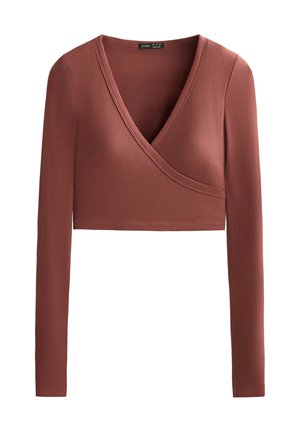 OYSHO COMFORTLUX CROSSOVER TANK - Hosszú ujjú felső - brown