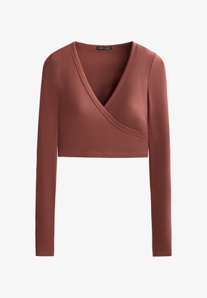 OYSHO COMFORTLUX CROSSOVER TANK - Hosszú ujjú felső - brown