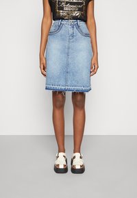 Cream A-line skirt - blue denim