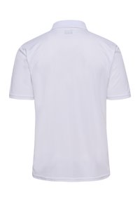 Vit kortärmad polo skjorta, tillverkad av slitstark tyg. Har en klassisk krage, rena linjer och en diskret logotypdetalj på baksidan.