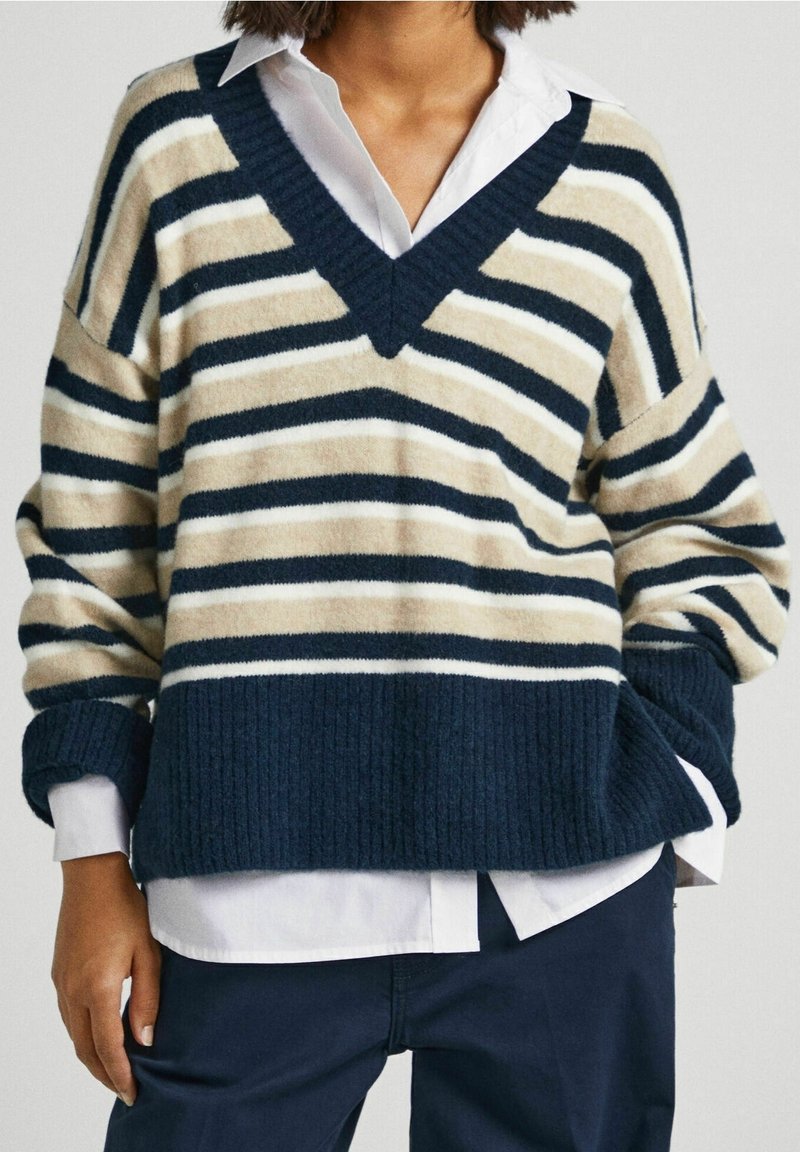 Pepe Jeans DEBBIE - Strickpullover - navy blue beige