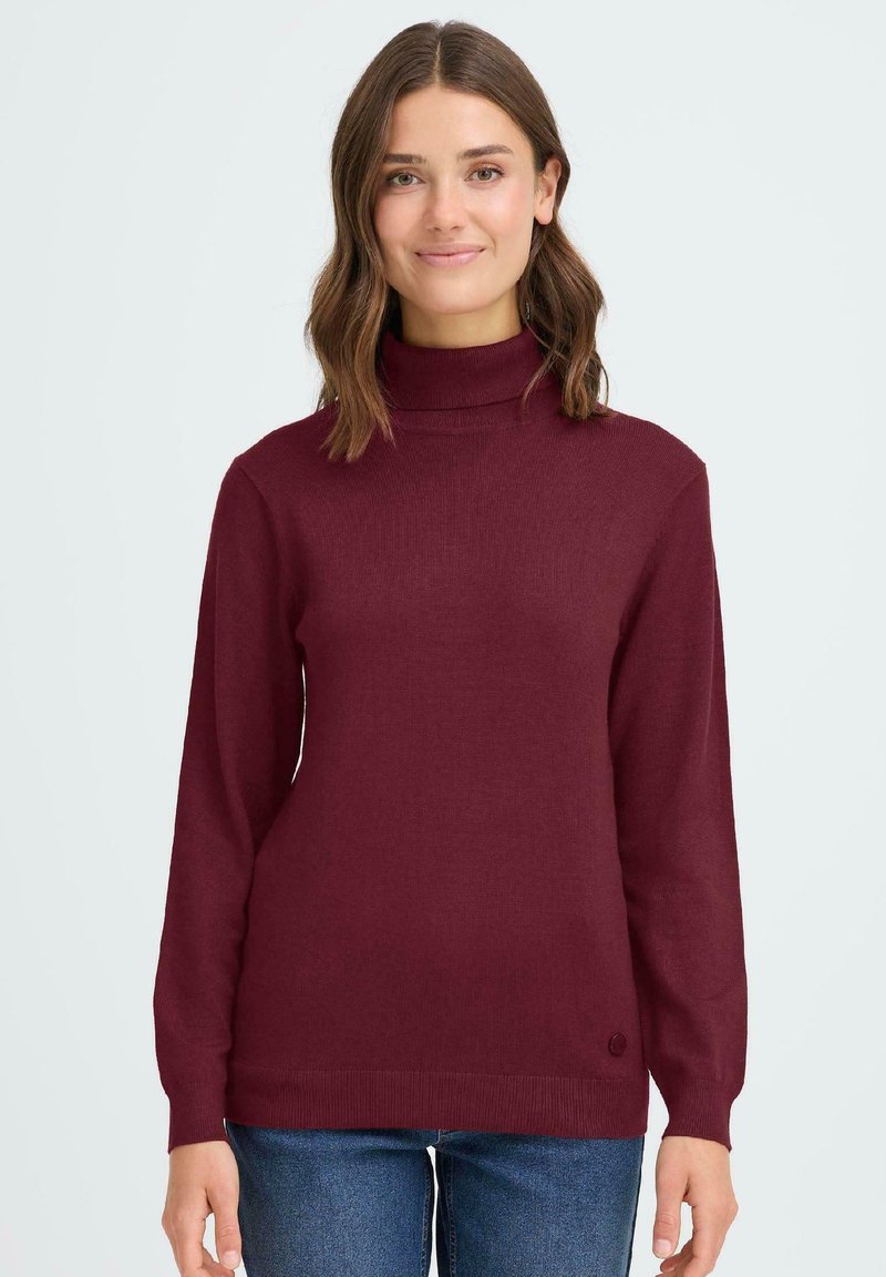 Bordo turtleneck pulover od rebraste tkanine, s dugim rukavima i prilagođenim siluetom, s okruglim logotipom u blizini rubova.