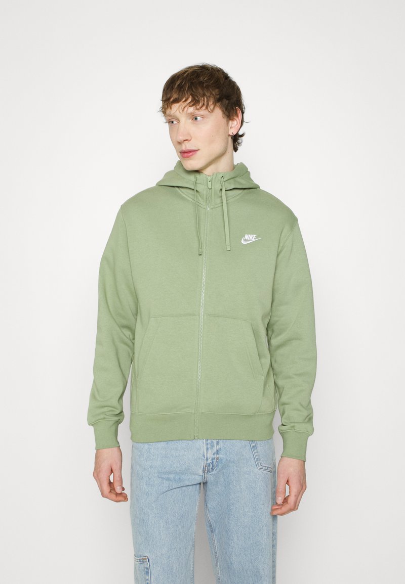 Nike Sportswear CLUB HOODIE - Zip-up sweatshirt - oil green/white/olive 