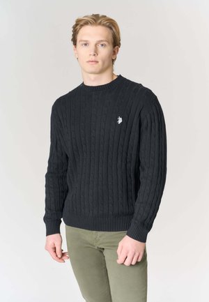 GIROCOLLO A TRECCIA IN E - Maglione - nero