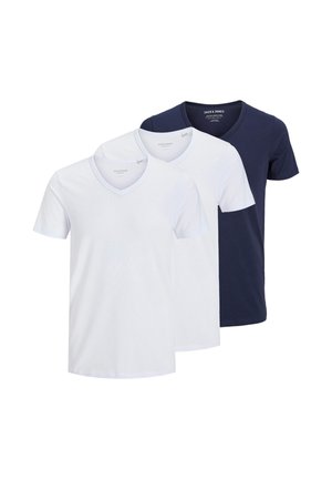 3 PACK - T-shirt basic - weiß/dunkelblau