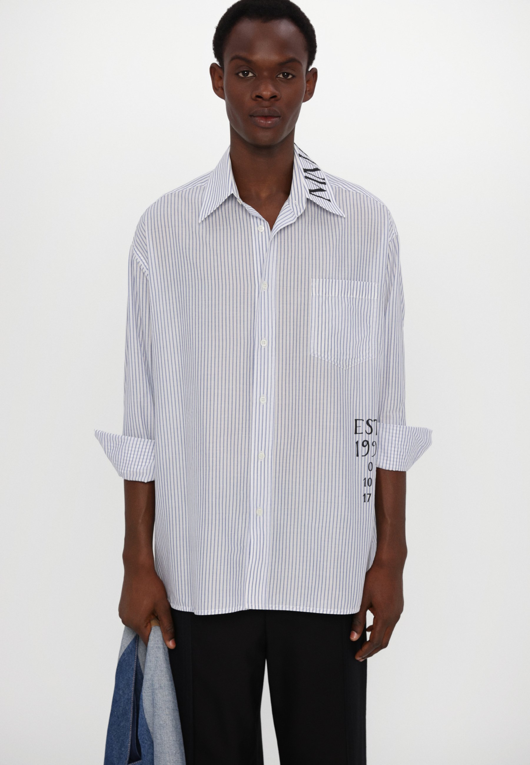MM6 Maison Margiela LONG SLEEVED SHIRT - Shirt - white/blue/light