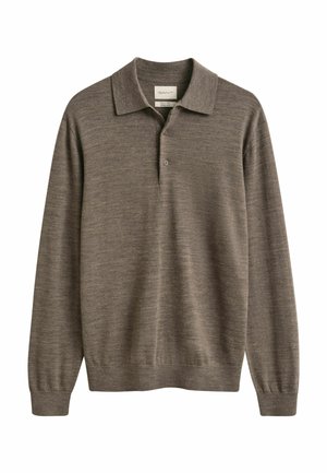 GANT, EXTRAFINE MERINO WOOL POLO - Camiseta de manga larga - dk hazelnut melange