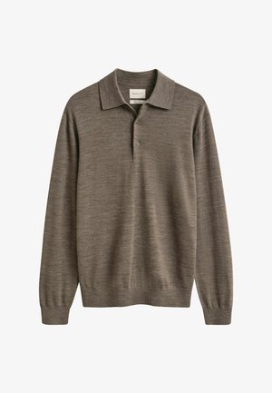 GANT, EXTRAFINE MERINO WOOL POLO - Μπλούζα με μακριά μανίκια - dk hazelnut melange