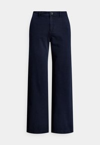 COTTON TWILL WIDE LEG PANT - Housut - navy