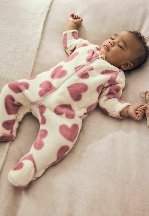 Next, REGULAR FIT - TWO WAY ZIP FLEECE SLEEPSUIT - Magamisriided - ecru pink heart