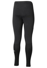 Leggings sportivi neri in tessuto morbido e elasticizzato. Presentano un alto elastico in vita e una tasca con zip discreta sulla parte posteriore.