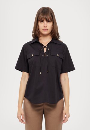 LACE UP POPLIN - Blūze - black