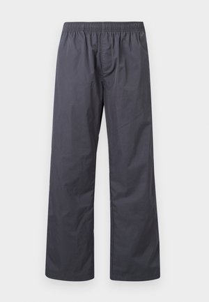 Donkergrijze broek met losse pasvorm, elastische tailleband, rechte pijpen en een lichtgewicht stof, geschikt voor casual dragen.