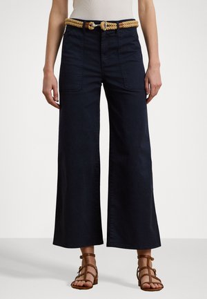 STRETCH CHINO WIDE LEG CROPPED TROUSER - Trousers - navy