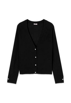 Oltre, CARDIGAN SCOLLO A V CON DETTAGLIO BOTTONI - Chaqueta de punto - nero