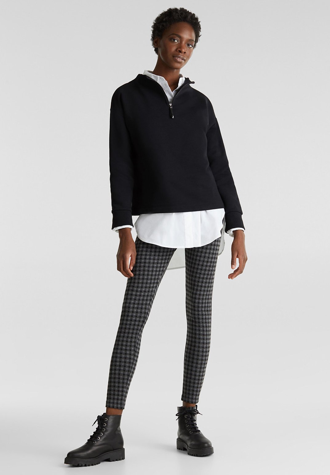 Esprit 7 8 Leggings Mit Karo Muster Leggings Hosen Black Schwarz Zalando De