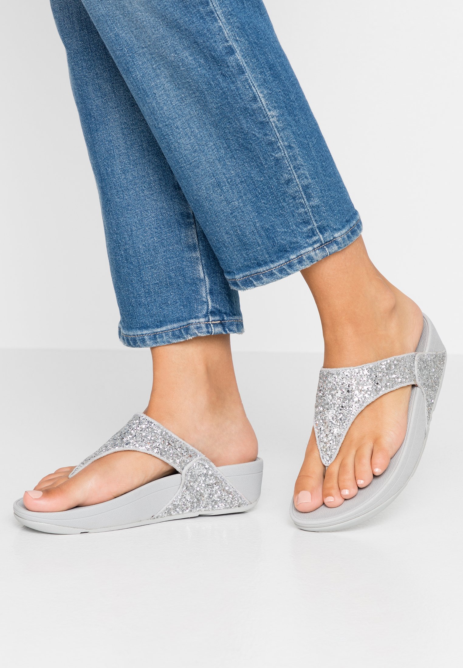FitFlop LULU GLITTER TOE THONGS - Sandalias de - silver/plateado - Zalando.es