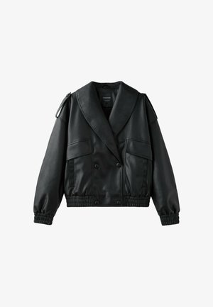 Stradivarius, Veste en similicuir - black