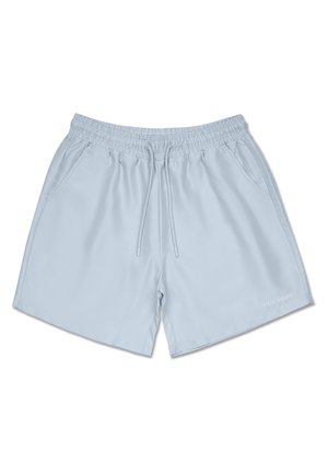 Lyseblå shorts lavet af et glat materiale, med elastisk talje med snor, sidelommer og logo-detalje.
