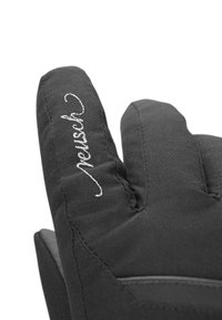 Black fabric glove with a quilted texture features embroidered "neusch" logo on the thumb. Design includes a fitted shape and minimal accents.