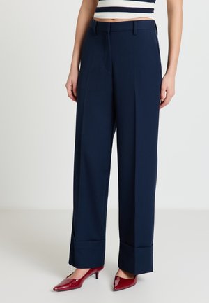 LUNGO TINTA UNITA - Stoffhose - blu notte