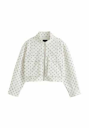 Next, REGULAR FIT - FUNNEL NECK ZIP THROUGH BOXY DENIM JACKET  . - Cowboyjakker - ecru black polka dot