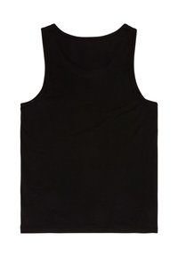 Μαύρο αμάνικο τοπ με στρογγυλή λαιμόκοψη, απεικονίζεται από πίσω σε λευκό φόντο.