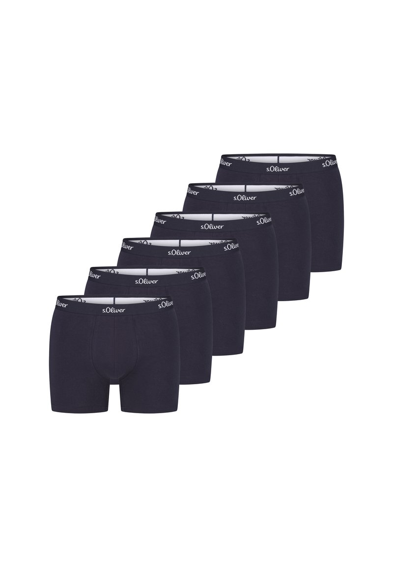 Set di sei boxer blu navy realizzati in un tessuto morbido e elastico, con una vita elastica su cui è presente il nome del marchio 's.Oliver'.