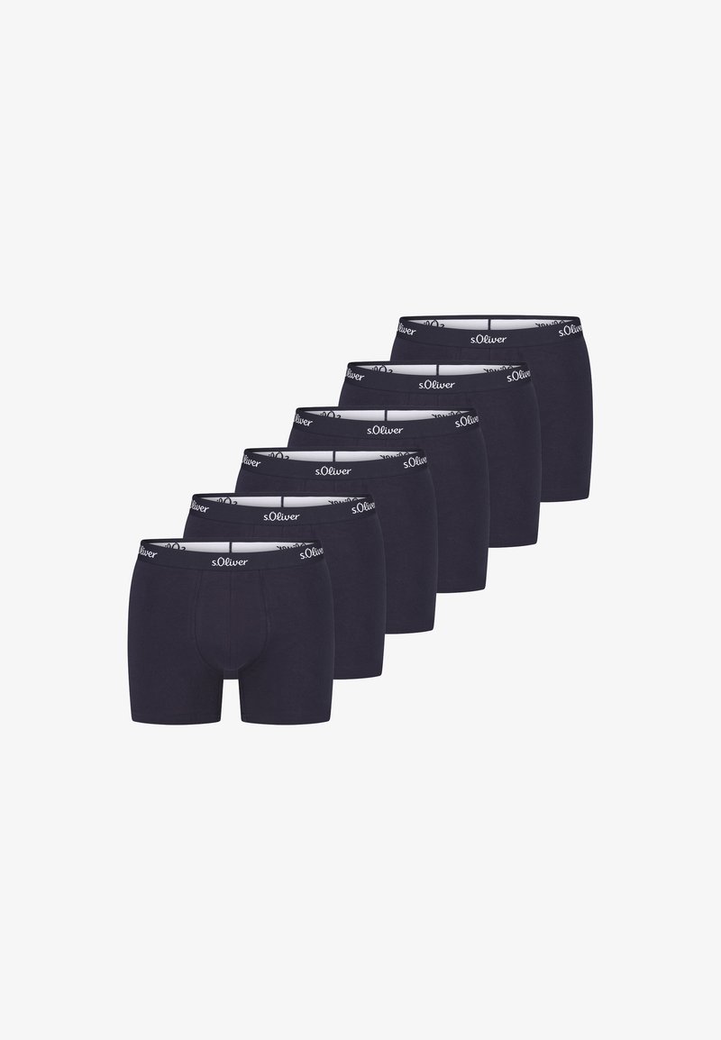 Set di sei boxer blu navy realizzati in un tessuto morbido e elastico, con una vita elastica su cui è presente il nome del marchio 's.Oliver'.