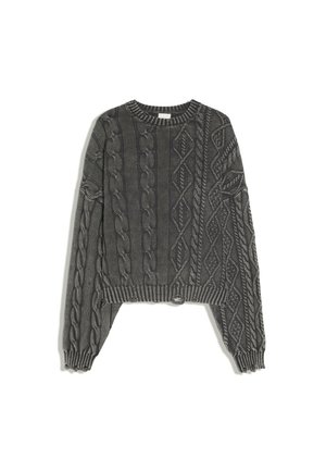Bershka, FADED CABLE-KNIT - SWEATER - Pullover - dark grey
