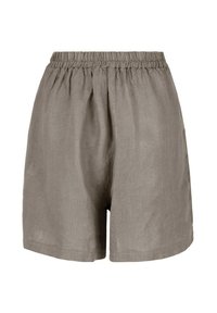 Lichte, grijze linnen shorts met een elastische tailleband, een losse pasvorm en geen zakken, met een zachte, gestructureerde oppervlakte en een rechte zoom.