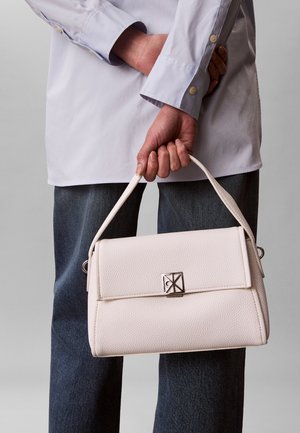 Calvin Klein EMBLEM SHOULDER - Handbag - white alyssum