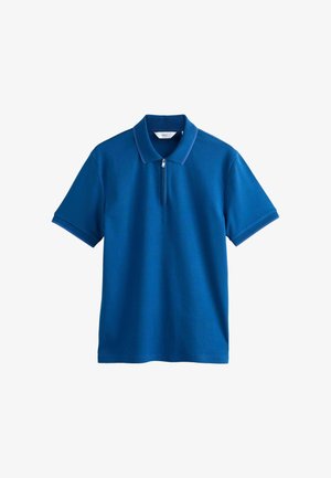Next, REGULAR FIT - TONAL TIPPED ZIP NECK POLO SHIRT - Polosärk - blue