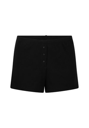 Zwarte shorts met een tailored ontwerp, voorzien van een knoopsluiting met drie knopen en een platte tailleband. Gemaakt van gestructureerde stof.