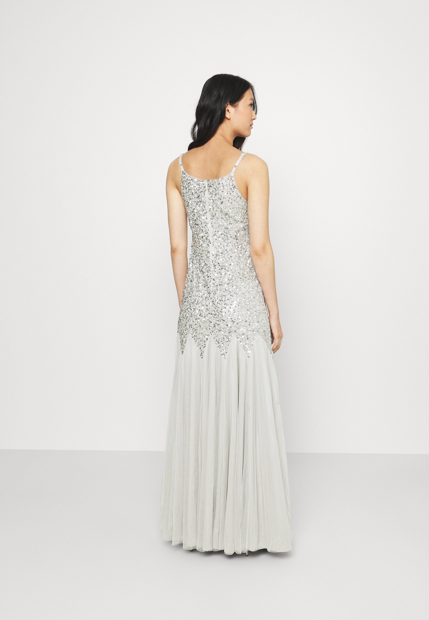 maya black sequin fishtail maxi dress