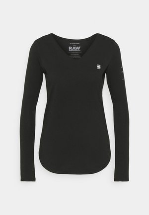 ROLLED EDGE V NECK LONGSLEEVE - Maglietta a manica lunga - black