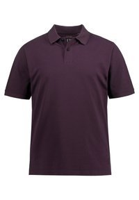 Kurzärmliges Poloshirt in dunkellila, aus atmungsaktivem Stoff. Mit klassischem Kragen und zwei Knöpfen. Leichtes Material.