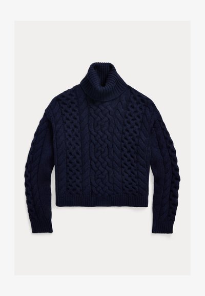 Polo Ralph Lauren ARAN-KNIT ALPACA-BLEND TURTLENECK - Džemperis - hunter navy