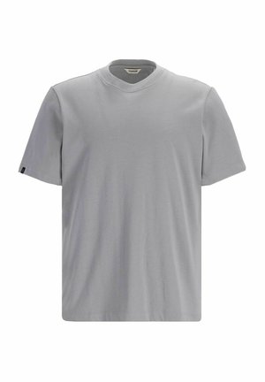 Siva kratka majica z dolgimi rokavi aus bombaža, z V-izrezom, vezenim logotipom na prsih in sproščenim krojem. Mehka tekstura in gladek zaključek.