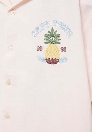 PULL&BEAR, SHORT SLEEVE PINEAPPLE EMBROIDERY - SHIRT - Chemise - light pink
