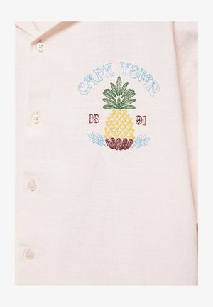 PULL&BEAR, SHORT SLEEVE PINEAPPLE EMBROIDERY - SHIRT - Chemise - light pink