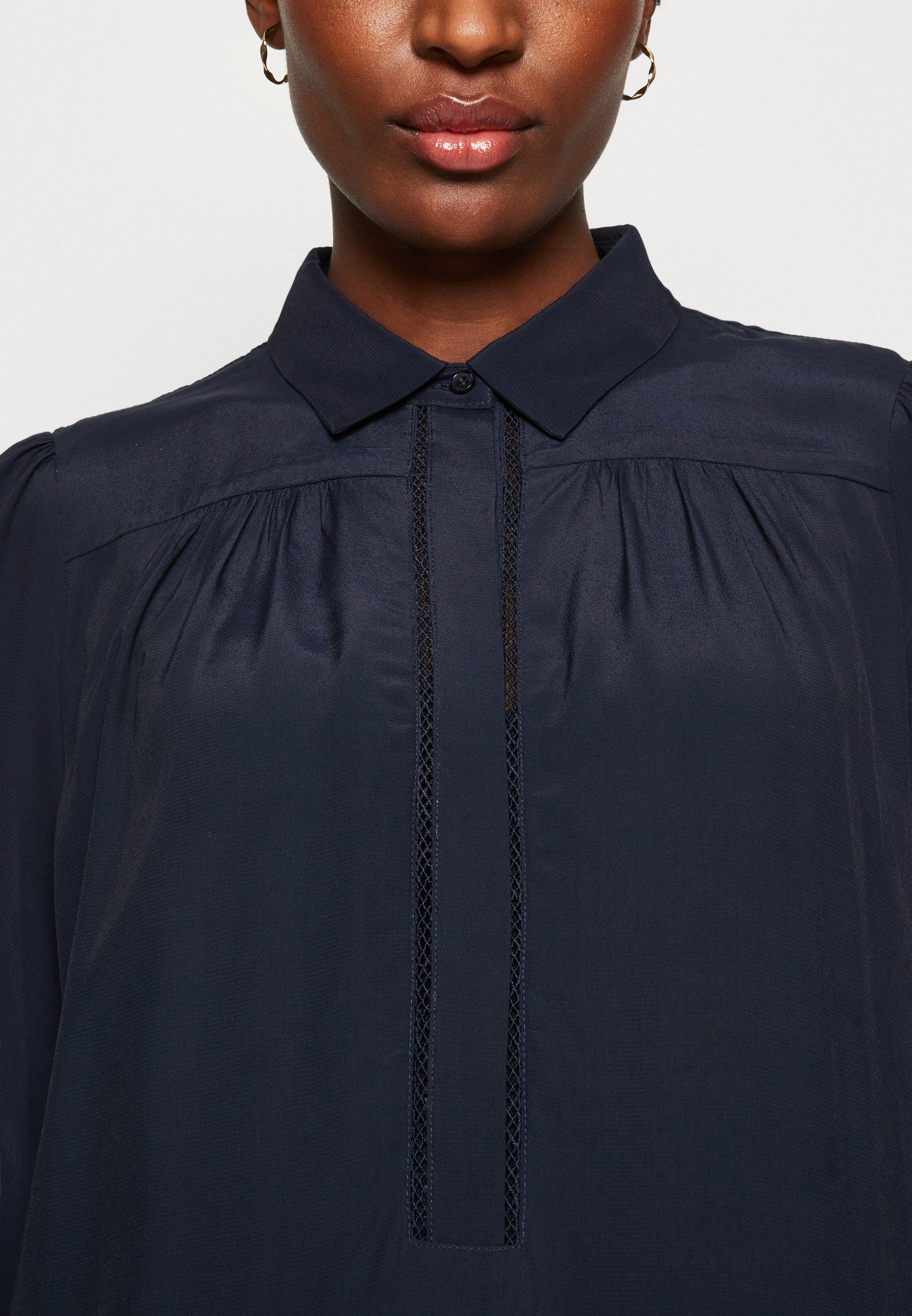 Chemise Esprit Rayée - Col Sous-marin Orange/gris - Taille S - Occasion Bon état