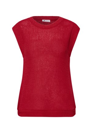 Chaleco de punto sin mangas rojo con escote redondo y borde acanalado de Street One.